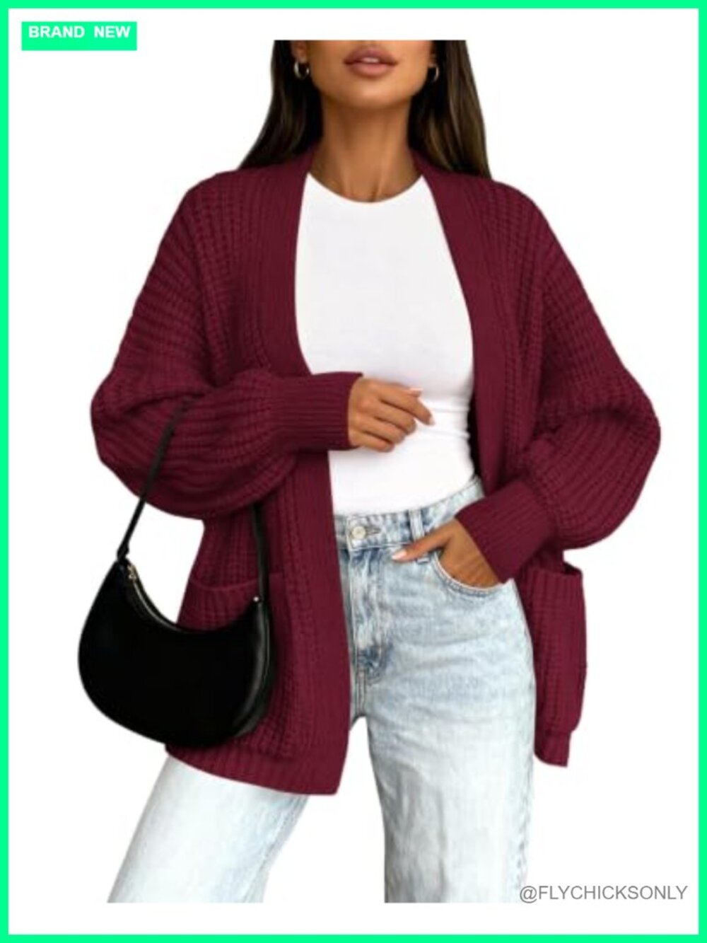 Oversized Slouchy Knit Cardigan Long Sleeve Sweater with Pockets Fall Outfit